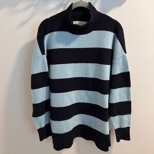 Loft Navy and Light Blue Striped Tunic Sweater Size M